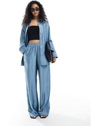 Y.A.S - Satin Pinstripe Wide Leg Trouser Co-ord - Lyst