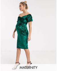 pleated velvet bardot midi dress