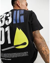 G-Star RAW - 3301 - t-shirt oversize avec imprimé flamme au dos - noir - Lyst