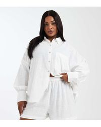 ASOS - Asos Design Curve Biarritz Beach Textured Cotton Short Co Ord - Lyst