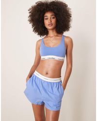 Calvin Klein - Pantalones Cortos De Pijama Azul Aciano De Tejido Liso De - Lyst
