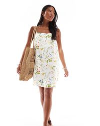 Vero Moda - Vestito Corto Con Spalline Sottili E Scollo Squadrato A Fiori - Lyst