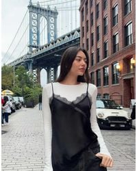 Bershka - Asymmetric Sateen Strappy Top - Lyst