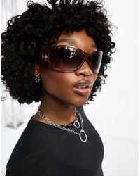 Weekday - Strike Oversized Round Sunglasses With Cut Out Detail - Lyst