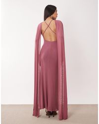 maxi slip dress satin True Icon | HOT PINK Satin High-Neck Maxi Slip Dress With Sash