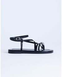 TOPSHOP - Sabrina Metal Toe Flat Sandal - Lyst