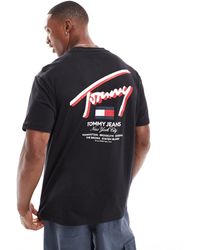 Tommy Hilfiger - T-shirt vestibilità classica nera con logo street 3d - Lyst