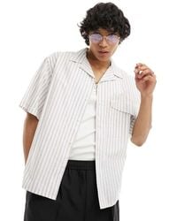 Collusion - Camicia Oversize A Maniche Corte A Righe Grigie - Lyst