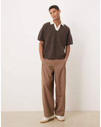 ASOS - Relaxed Knitted Notch Neck Polo With Front Pocket - Lyst