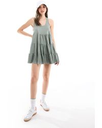 Miss Selfridge - Sleeveless Acid Wash Smock Mini Dress - Lyst