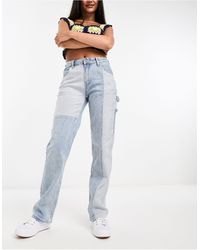 Guess - – mehrfarbige carpenter-jeans mit geradem schnitt und patchwork-design - Lyst