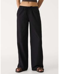 Stradivarius - Str Low Rise Linen Look Trouser - Lyst