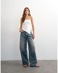 TOPSHOP - Split Side Ruched Asymmetric Bandeau - Lyst