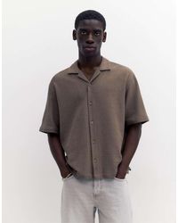 Pull&Bear - Overhemd Van Badstof Met Korte Mouwen - Lyst