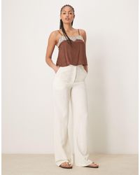ASOS - Asos Design Tall Relaxed Straight Leg Pants With Linen - Lyst