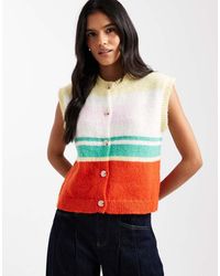 Pieces - Retro Stripe Knitted Vest - Lyst