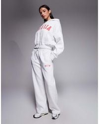 Kaiia - Cotton Rich Embroidered Logo Wide Leg joggers Co-ord - Lyst