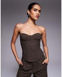 ASOS - Co-Ord Herringbone Brushed Bandeau Corset Top - Lyst