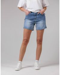 French Connection - Cotton Blend High Waisted Denim Shorts - Lyst