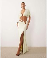 ASOS - Co-Ord Slinky Maxi Skirt With Shell Trim - Lyst