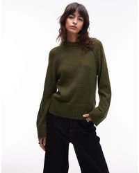 ASOS - Knitted Crew Neck Jumper With Raglan Sleeve - Lyst