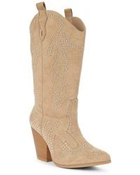 SEQWL - Western Cowboy Boots With Studded Detailing And Pointed Toe - Lyst