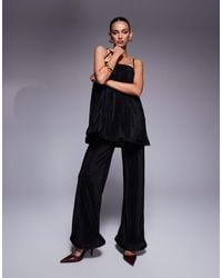 ASOS - Plisse Wide Leg Jumpsuit With Ruffle Trim Detail - Lyst