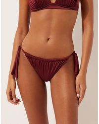 Calzedonia - Shiny Satin Side-Tie Brief Bikini Bottoms - Lyst