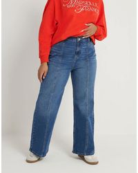 Yours Clothing - Front Seam Wide Leg Jeans - Lyst