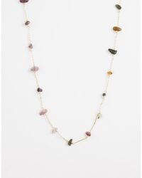 ASOS - Dainty Necklace With Pink Chipping Detail - Lyst