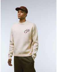 Prohibited - Maglione Oversize Squadrato Color Panna Con Logo - Lyst