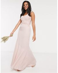 asos design bridesmaid pleated bodice maxi dress with flutter sleeve