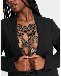 ASOS Body Chain With Black Crystal Design