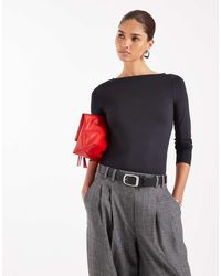 ASOS - Slinky Slash Neck Long Sleeve Top - Lyst