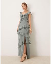 Maya - Embellished Strappy Ruffle Maxi Dress - Lyst