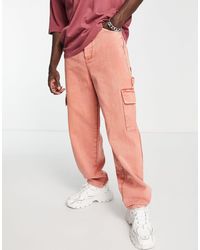 ASOS - Pantaloni cargo con fondo ampi lavaggio vintage pesante color ruggine - Lyst