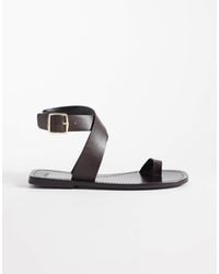 Mango - – flache sandalen aus 100% leder - Lyst