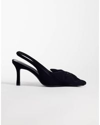 ASOS - Glanzende Slingback Schoenen Met Strikdetail En Middelhoge Hak - Lyst