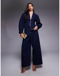 ASOS - Co-ord Pleat Front Wide Leg Jeans - Lyst