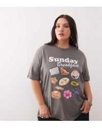 Noisy May - Boxy T-Shirt Fit With Breakfast Graphic - Lyst
