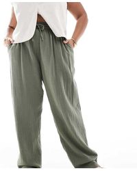ONLY - Pantalones Caqui Claro Sin Cierres De Bambula De (Parte De Un Conjunto)-Verde - Lyst