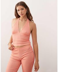 Reclaimed (vintage) - Crinkle Textured Halter Neck Top Co-Ord - Lyst