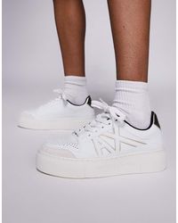 ARMANI EXCHANGE - Zapatillas De Deporte Blancas Con Logo Y Suela Gruesa De -Blanco - Lyst