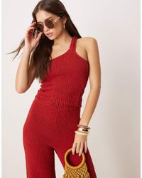 ASOS - Knitted Slub Twist Detail One Shoulder Top Co-ord - Lyst