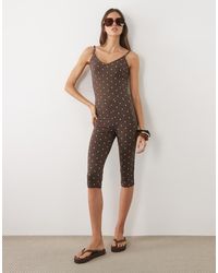 Miss Selfridge - Rib Playsuit With Lace Trim - Lyst