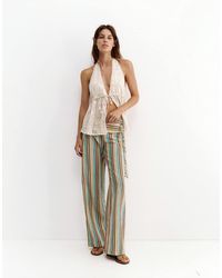 Pull&Bear - Striped Tie-Waist Trousers - Lyst