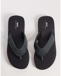 ASOS - Chanclas Negras Con Tiras De Grogrén De -Verde - Lyst