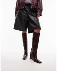 ASOS - Clarissa Premium Leather Wedge Pull On Boots With Chisel Toe - Lyst