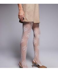 Kaiia - Exclusive Sheer Lace Tights - Lyst