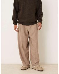 ASOS - Tailored Wide Barrel Leg Pleated Pants With Wool Blend - Lyst